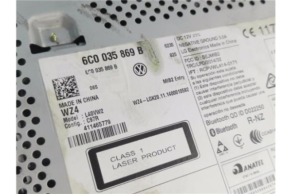 Recambio de autoradio para volkswagen polo v (6c1) 1.2 advance bmt referencia OEM IAM 6C0035885 6C0035869B 