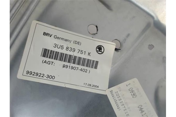 Recambio de elevalunas electrico trasero izquierdo para skoda superb (3t4) referencia OEM IAM 3U5839751  