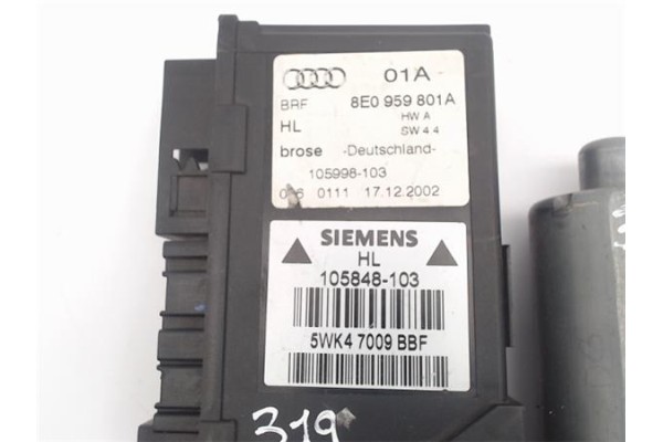 Recambio de motor elevalunas trasero izquierdo para audi a4 avant (8e) referencia OEM IAM 8E0959801A (105848-103) (5WK47009BBF) 