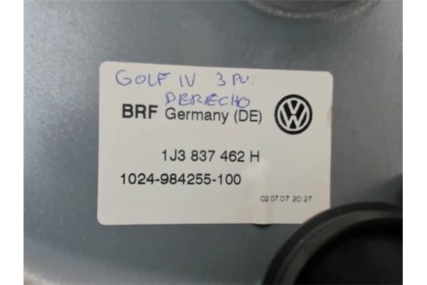 Recambio de elevalunas electrico delantero derecho para volkswagen golf iv berlina (1j1) referencia OEM IAM 1J3837462H  1H083740