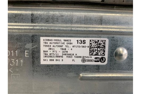 Recambio de airbag inferior salpicadero para volkswagen golf vi (5k1) 1.6 advance referencia OEM IAM 34034011E 1052862190096 