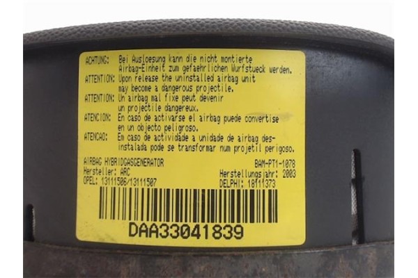 Recambio de airbag volante para opel corsa c referencia OEM IAM 13111506 DAA33041839 