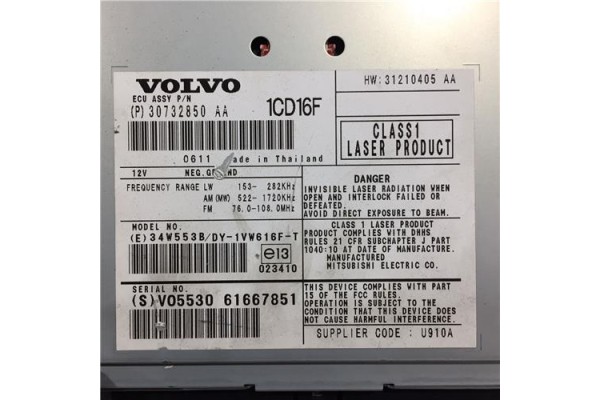 Recambio de consola para volvo s40 berlina 2.0 referencia OEM IAM 30732850 1250443 