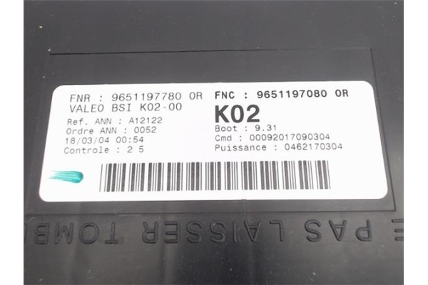 Recambio de caja fusibles/rele para peugeot 307 (s1) 1.6 xr referencia OEM IAM 9651197080  