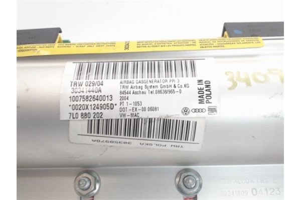 Recambio de airbag salpicadero para volkswagen touareg (7la) 5.0 tdi v10 referencia OEM IAM 7L0880202 30341440A 