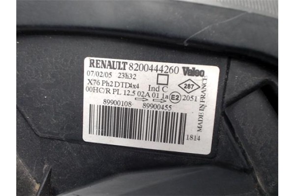 Recambio de faro delantero dcho para renault kangoo 4x4 1.9 rapid referencia OEM IAM 8200444260  