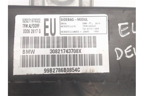Recambio de airbag lateral delantero izquierdo para bmw serie 3 berlina (e46) referencia OEM IAM 30821743708X 99B2786B0854C 