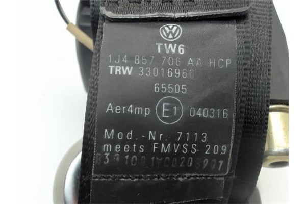 Recambio de cinturon seguridad delantero derecho para volkswagen bora berlina (1j2) referencia OEM IAM 1J4857706AA  