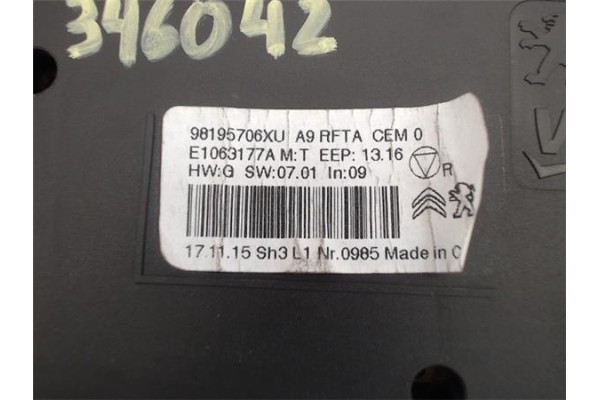 Recambio de mandos climatizador para peugeot 2008 1.6 hdi referencia OEM IAM 98195706XU E1063177A 