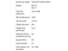 volkswagen golf iv berlina (1j1) del año 1998