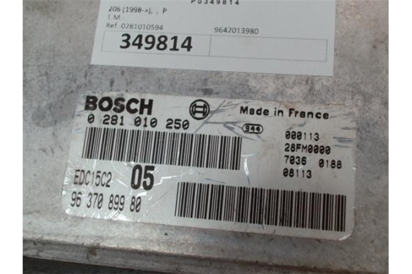 Recambio de centralita para peugeot 206 referencia OEM IAM 9637089980 0281010250 