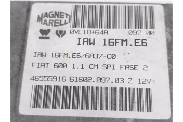 Recambio de centralita para fiat seicento (187) 1.1 active referencia OEM IAM 46555916 IAW16FME6 