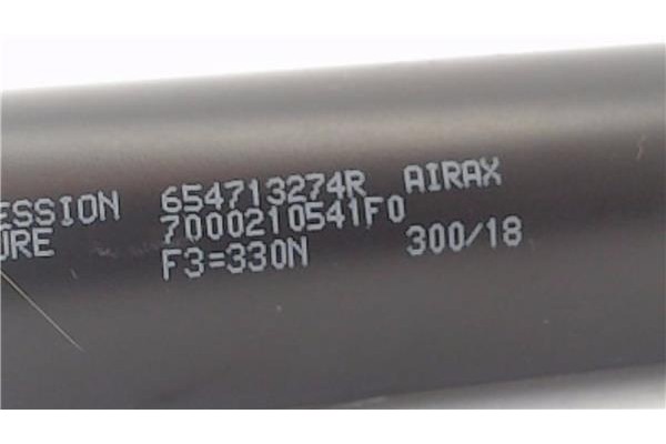 Recambio de amortiguador capo para dacia sandero stepway 2017-2020 1.0 sce stepway 75 (b8jc, b8jd) referencia OEM IAM 654713274R