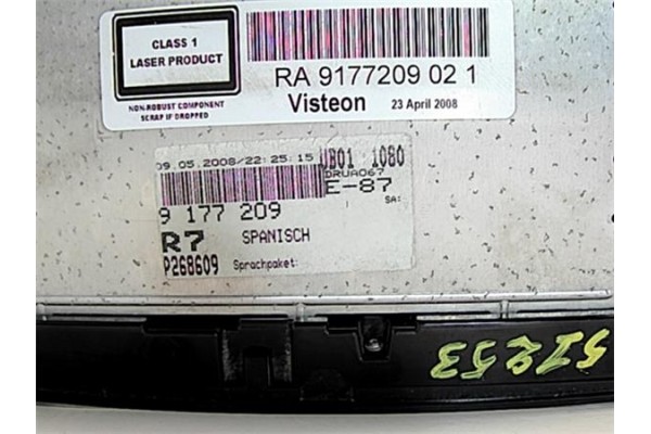 Recambio de radio / cd para bmw serie 1 berlina (e81/e87) 2.0 118d referencia OEM IAM 6512 9177209 9177209 
