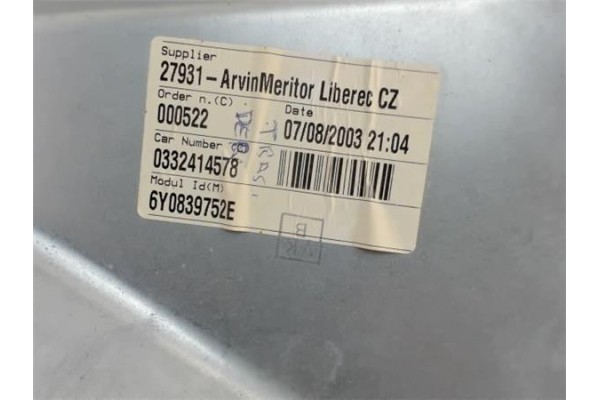 Recambio de elevalunas electrico trasero derecho para skoda fabia (6y2/6y3) 1.2 comfort line referencia OEM IAM 6Y0839752E  