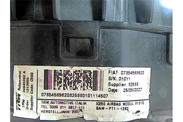 Recambio de airbag volante para fiat ducato 3 combi 30 2.2 100 referencia OEM IAM 07354569620 34045362A 