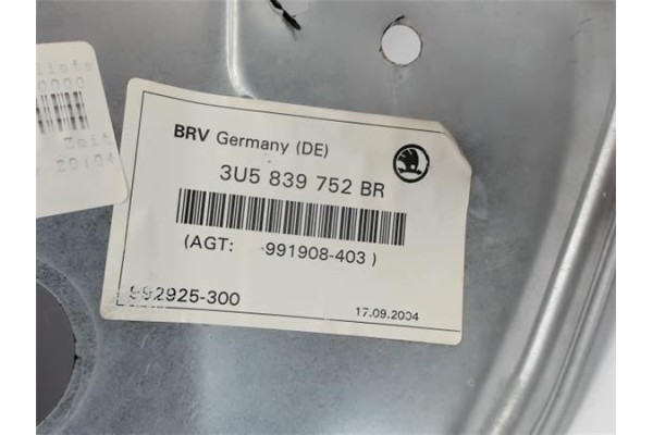 Recambio de elevalunas electrico trasero derecho para skoda superb (3t4) referencia OEM IAM 3U5839752  