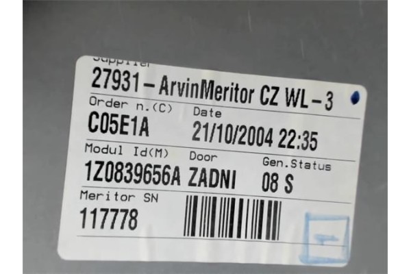Recambio de elevalunas electrico trasero derecho para skoda octavia combi (1z5) 1.9 easy referencia OEM IAM 1Z0839656A  1Z083946