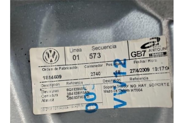 Recambio de elevalunas electrico trasero derecho para volkswagen polo iv (9n3) referencia OEM IAM 6Q4839401L  