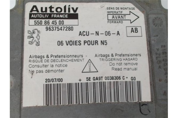 Recambio de centralita airbag para peugeot 306 3/5 pt. / 4 pt. (s2) referencia OEM IAM 9637547280 550864500 