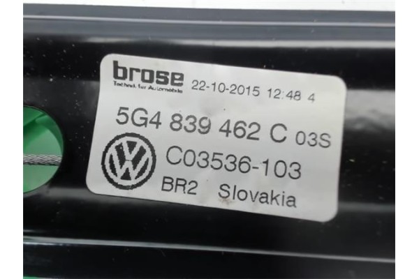 Recambio de mecanismo elevalunas trasero derecho para volkswagen golf vii (5g1/be1) 1.6 sport bluemotion tech. referencia OEM IA