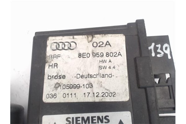 Recambio de motor elevalunas trasero derecho para audi a4 berlina (8e) referencia OEM IAM (8E0959802A) (105849-103) (5WK47011BBF