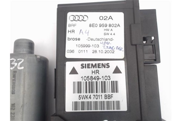 Recambio de motor elevalunas trasero derecho para audi a4 avant (8e) referencia OEM IAM 8E0959802A (5WK47011) (105849-103) 