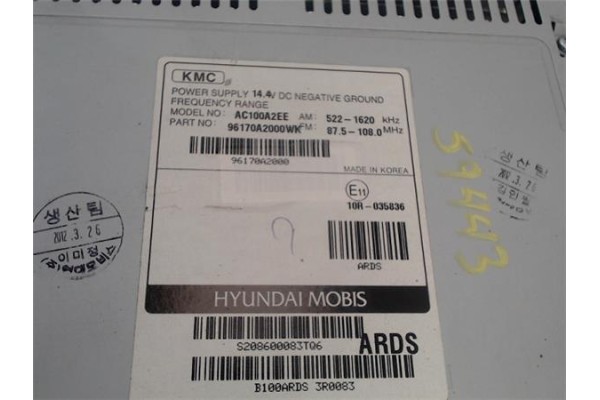 Recambio de radio / cd para kia ceed (jd) 1.4 concept referencia OEM IAM 96170A 2000WK  