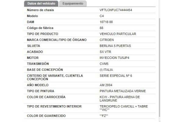 citroen c4 berlina del año 2006