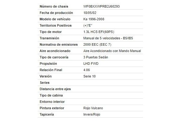 ford ka (ccq) del año 2003