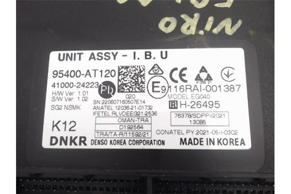 Recambio de centralita para kia niro () híbrido vision referencia OEM IAM 95400-AT120  