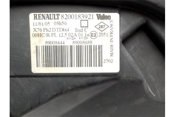 Recambio de faro delantero dcho para renault kangoo i (f/kc0) referencia OEM IAM 8200183921 89008444 260107835R , RENAULT | 7701