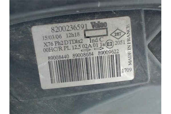 Recambio de faro delantero dcho para renault kangoo i (f/kc0) referencia OEM IAM 8200236591 89008440 2606000Q0L , NISSAN | 26060