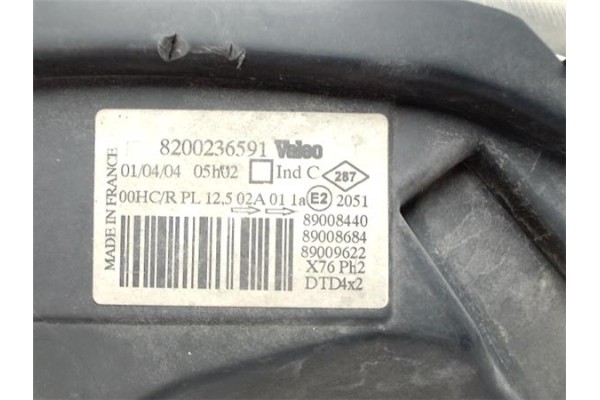 Recambio de faro delantero dcho para renault kangoo i (f/kc0) referencia OEM IAM 8200236591 89008440 2606000Q0L , NISSAN | 26060