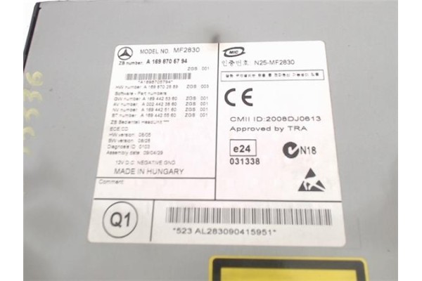 Recambio de radio / cd para mercedes-benz clase a (bm 169) 1.5 a 150 (169.031) referencia OEM IAM A1698705794  