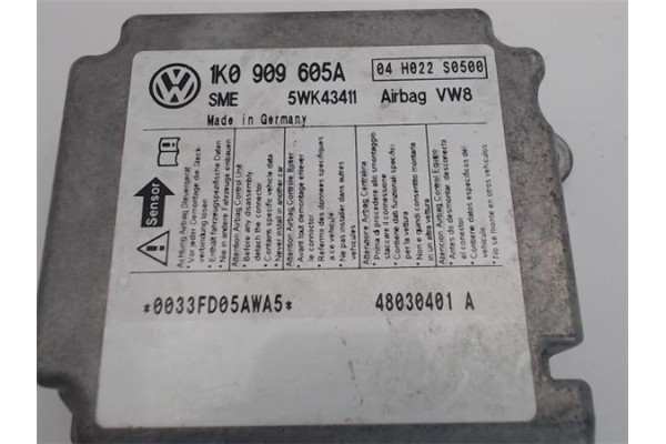 Recambio de centralita airbag para volkswagen golf v (1k1) 1.9 tdi referencia OEM IAM 1K0909605A 5WK43411 