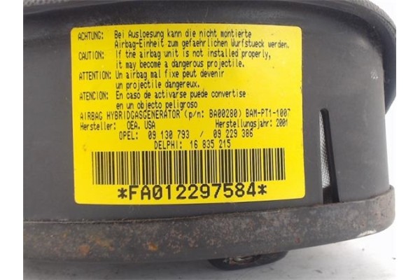 Recambio de airbag volante para opel corsa c referencia OEM IAM 09130793 09229386 