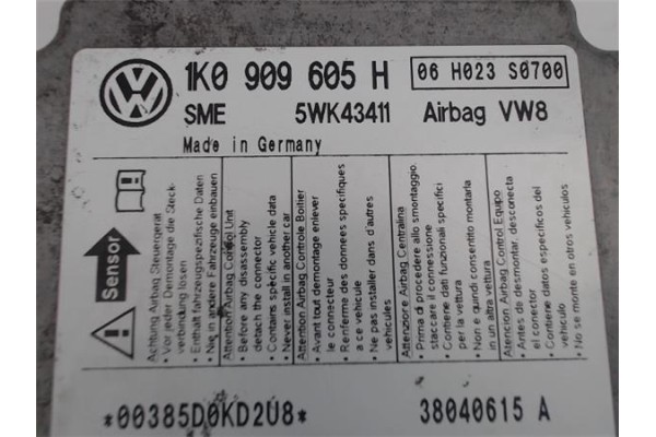 Recambio de centralita airbag para volkswagen golf v (1k1) 2.0 tdi 16v referencia OEM IAM 1K0909605H  