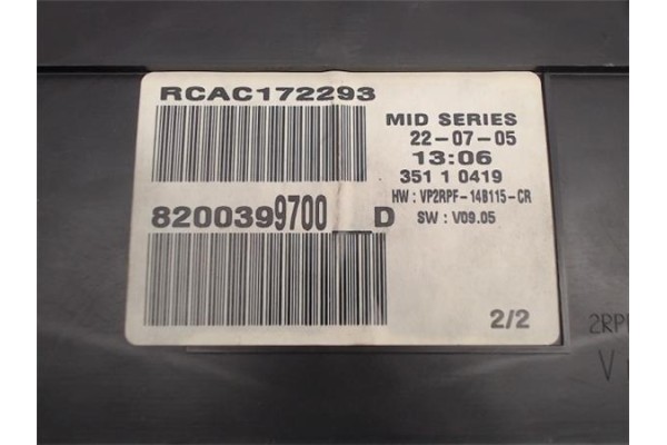 Recambio de cuadro completo para renault megane ii berlina 3p 1.9 authentique confort referencia OEM IAM 8200306552 PEBB010742 