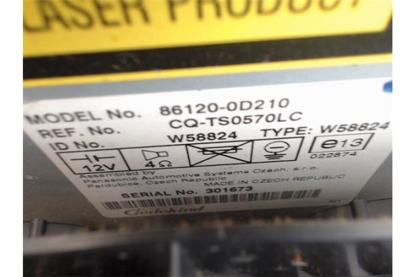 Recambio de radio / cd para toyota yaris (ksp9/scp9/nlp9) 1.3 vvt-i referencia OEM IAM CQTS0570LC  
