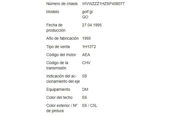 volkswagen golf iii (1h1) del año 1995