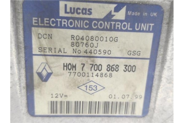 Recambio de centralita para renault kangoo i (f/kc0) d 55 1.9 (kc0d) referencia OEM IAM 7700868300 R04080010G 