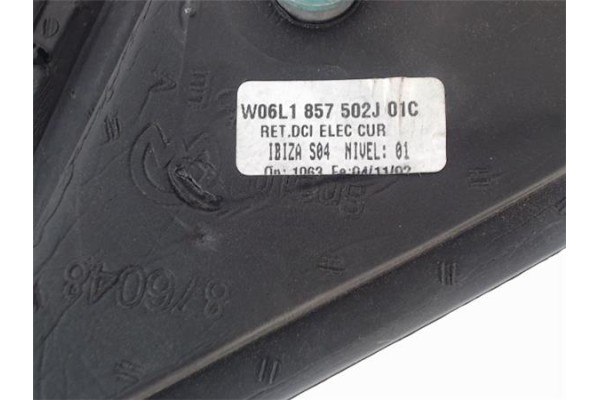 Recambio de retrovisor electrico derecho para seat ibiza (6l1) referencia OEM IAM 6L1857502J01C 1063 