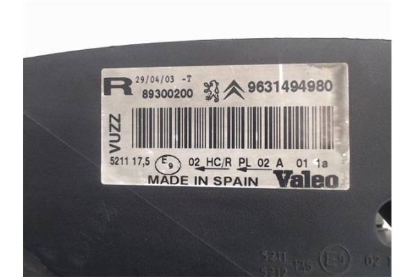 Recambio de faro delantero dcho para citroen xsara picasso 2.0 hdi referencia OEM IAM 9631494980  