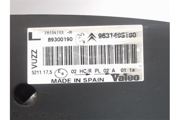Recambio de faro delantero izquierdo para citroen xsara picasso 2.0 hdi referencia OEM IAM 9631495180  