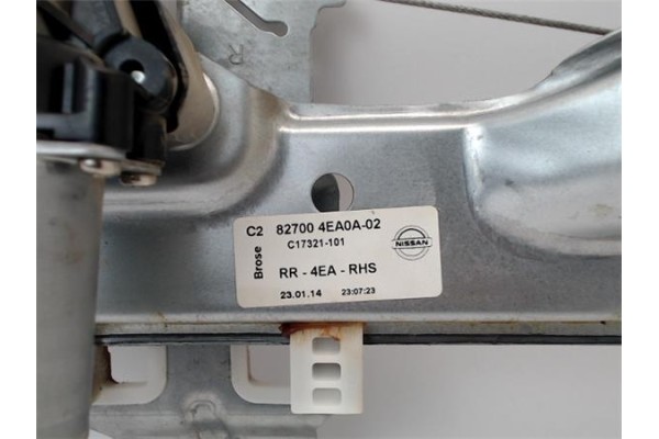 Recambio de mecanismo elevalunas trasero derecho para nissan qashqai ii (j11e) referencia OEM IAM 827004EA0A02  