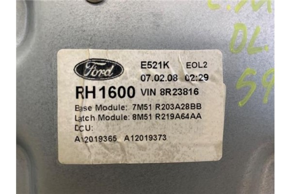 Recambio de mecanismo elevalunas delantero derecho para ford c-max (cb3) 1.8 tdci referencia OEM IAM 7M51R203A28BB  