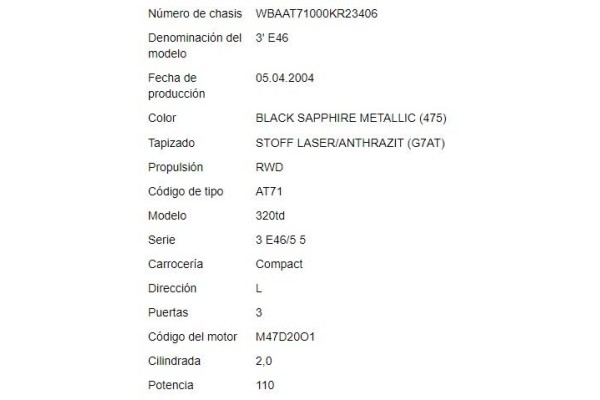 bmw serie 3 compacto (e46) del año 2004