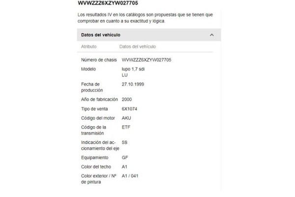 volkswagen lupo (6x1/6e1) del año 1999