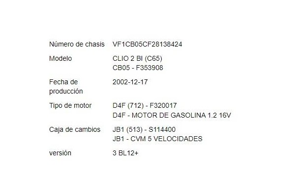 renault clio ii fase ii (b/cb0) del año 2003